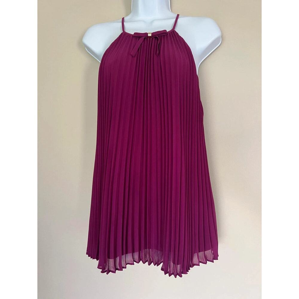 Ted Baker London Seeline Pleated Halter Top‎ Magenta Purple Bow Size 3